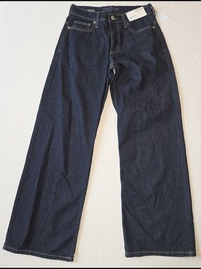 Arizona Jean Company Women's Jr's Uber Baggy Jeans in Dark Wash Blue Denim Sz 0